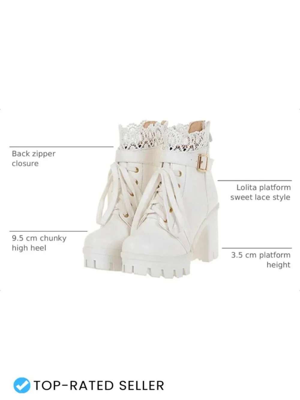 Chunky Platform Ankle Boots High Heel Lace Up Gothic Sweet Bootie